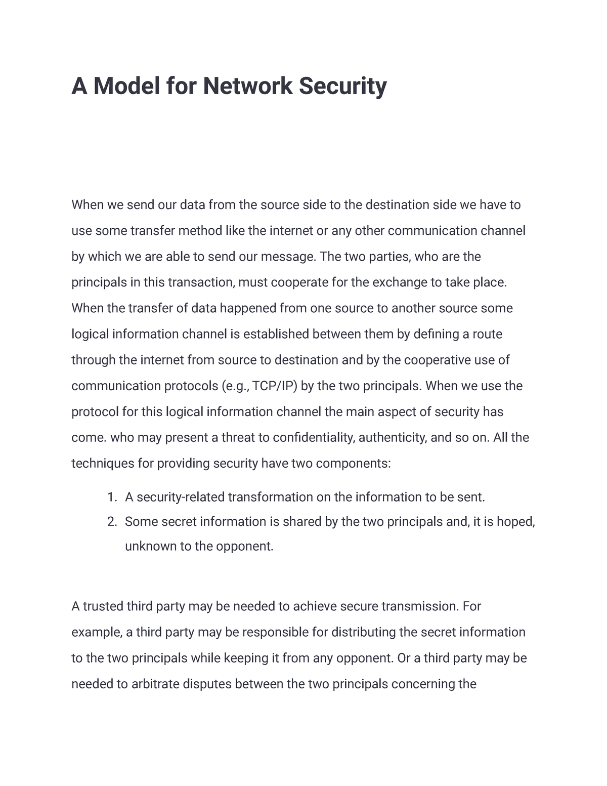 network security model essay