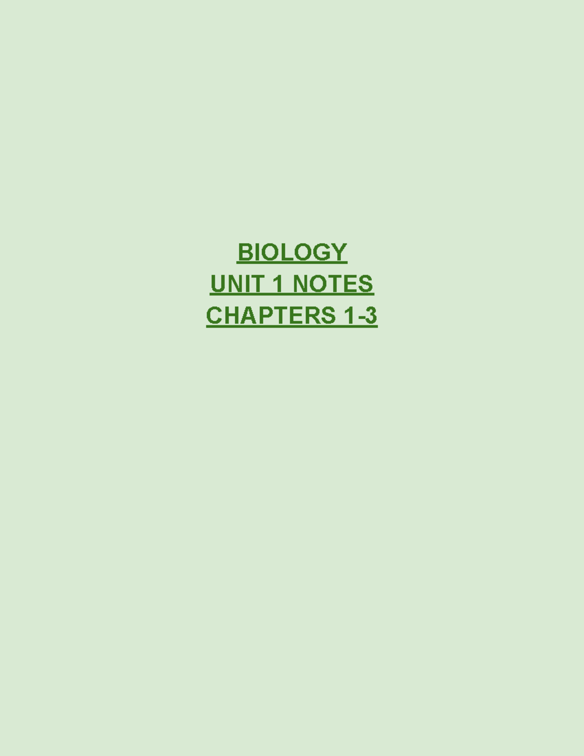 BIOL 1406 Unit 1 Notes - Intro Biology Lecture Summaries Over Three ...