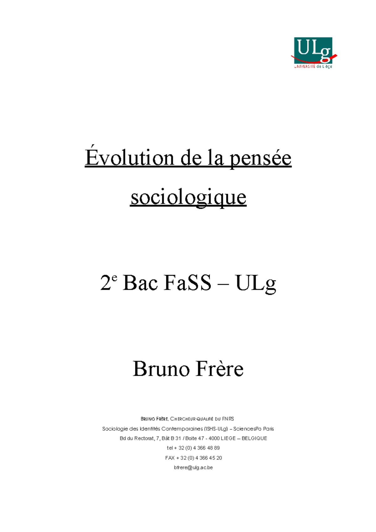 Cours Eps 2019 2020 évolution De La Pensée Sociologique Partum 2