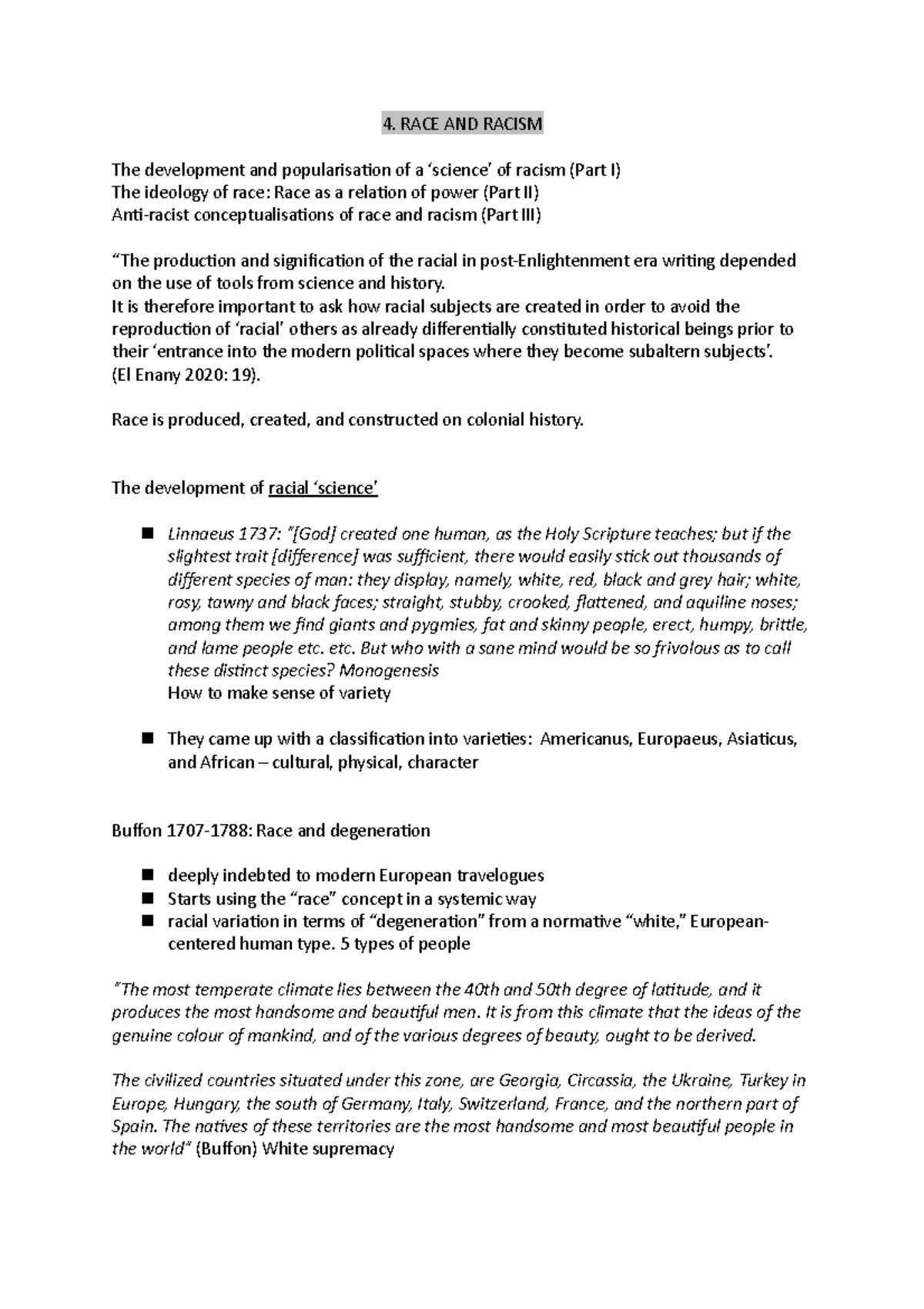 Lecture - 4. RACE AND RACISM The development and popularisation of a ...