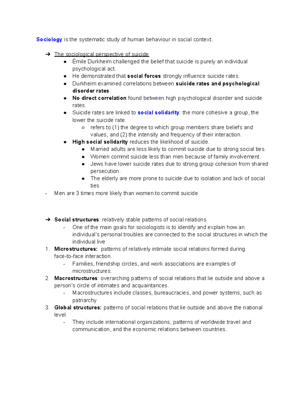 Sociology chapter 1 textbook notes - Sociology is the systematic study ...