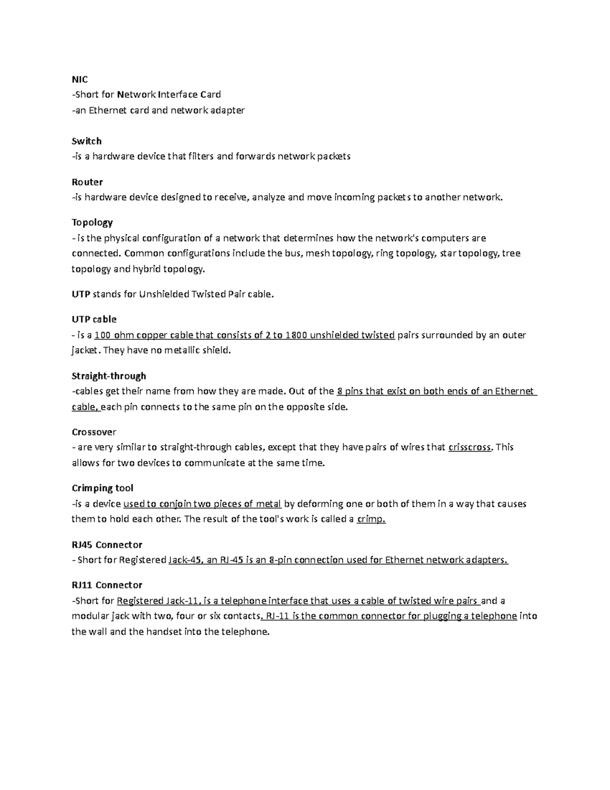 Networking reviewer ITS good to review NIC Short for Network Interface Card an