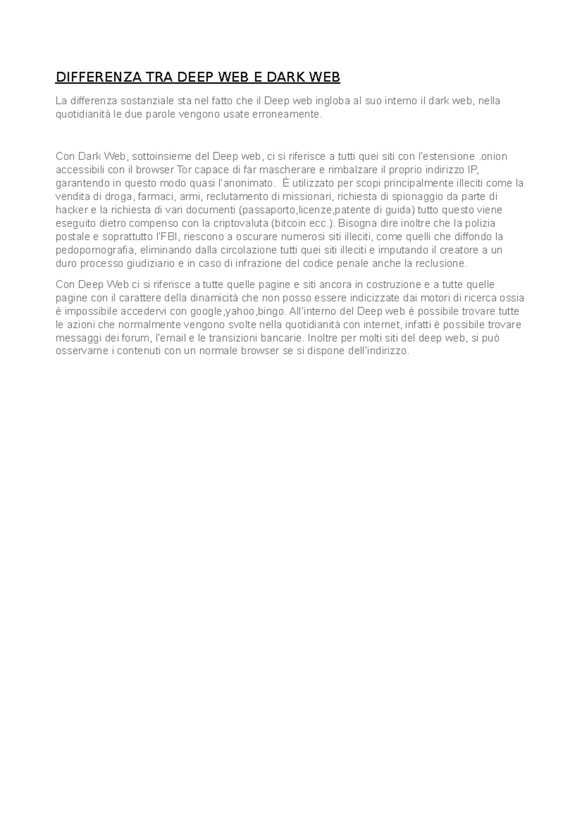Differenza TRA DEEP WEB E DARK WEB - DIFFERENZA TRA DEEP WEB E DARK WEB ...