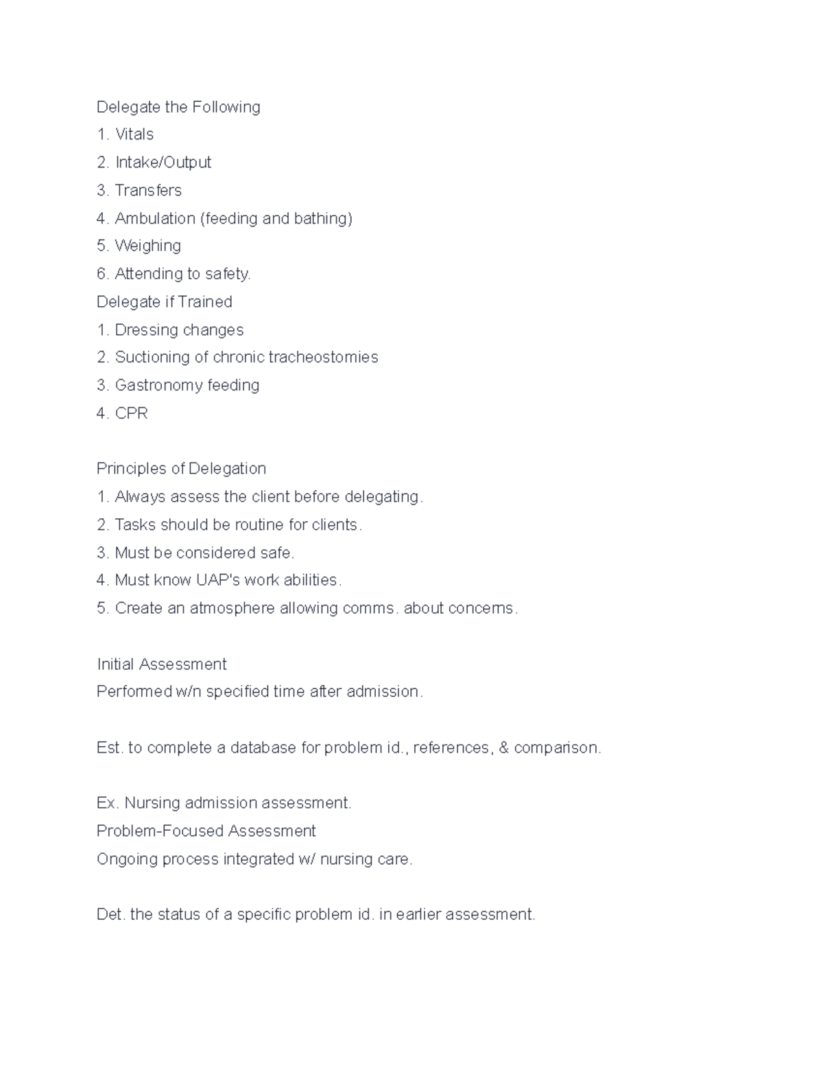 28 nurse notes - Delegate the Following Vitals Intake/Output Transfers ...