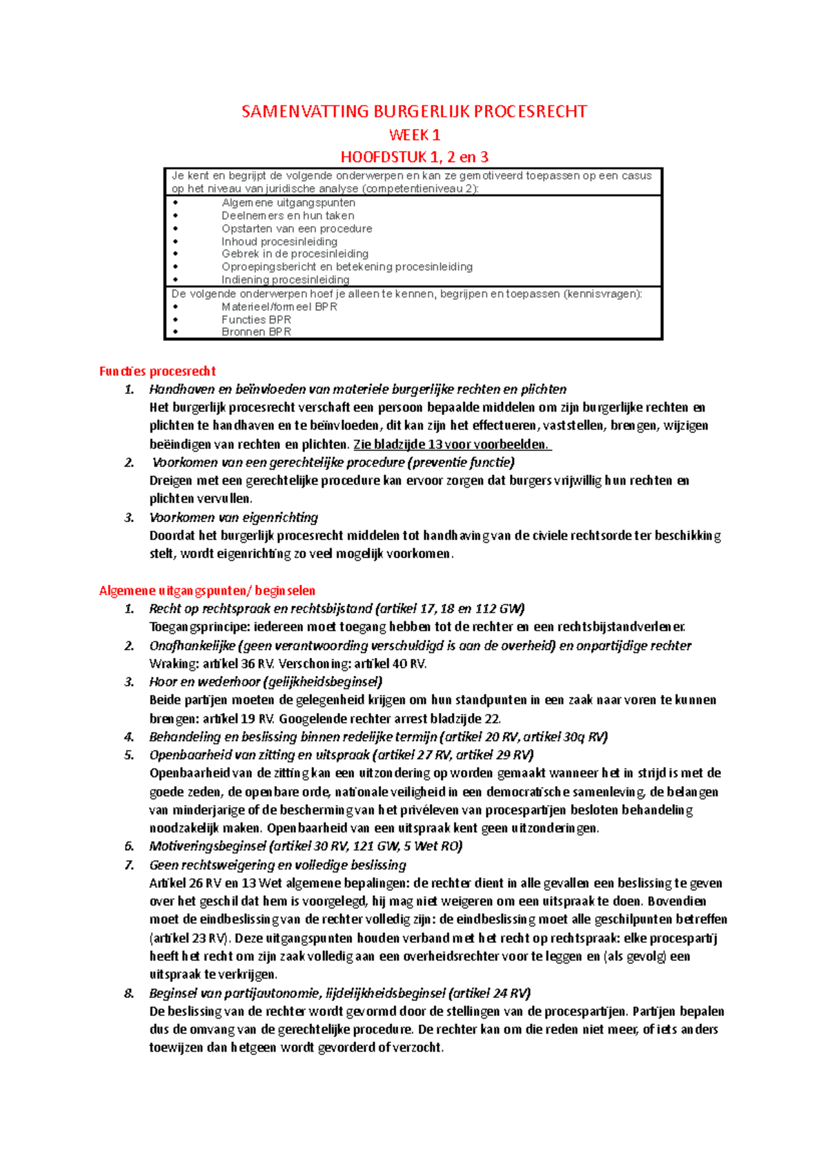 Samenvatting Burgerlijk Procesrecht - HvA - Studeersnel