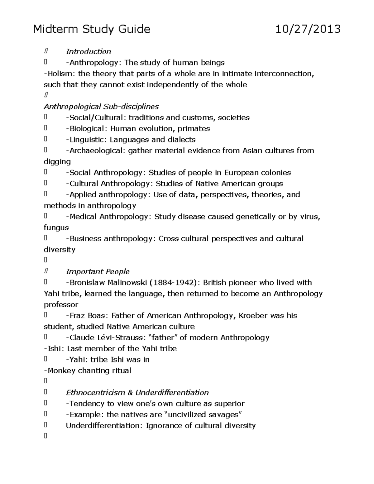 Midterm Study Guide - Studocu