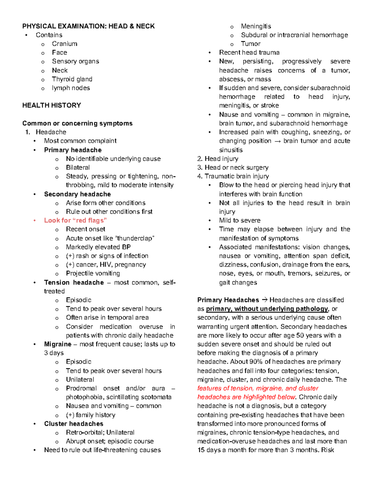 Physical Examination HEAD NECK - PHYSICAL EXAMINATION: HEAD & NECK ...