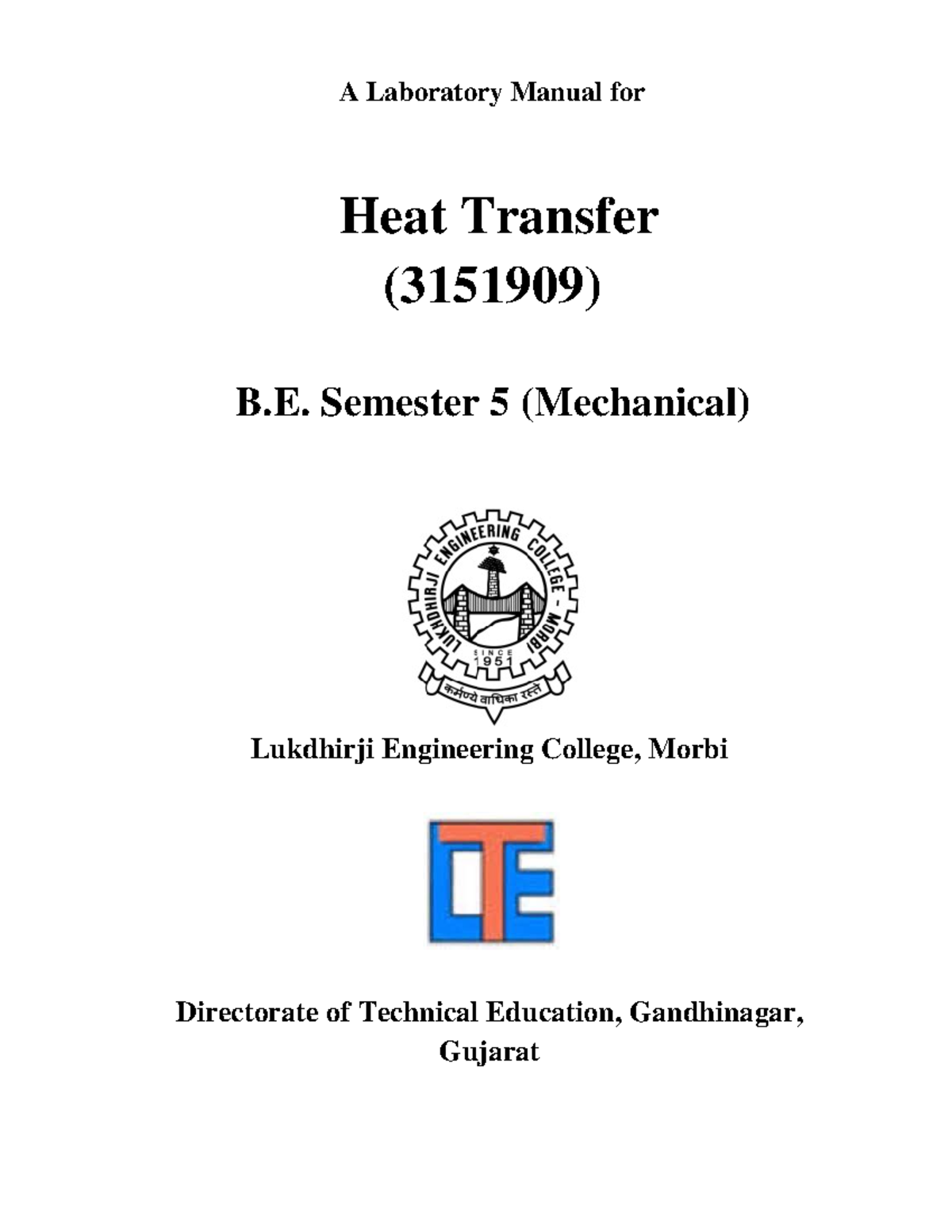 HT 031 Lab manual 2023-24 - A Laboratory Manual for Heat Transfer ...