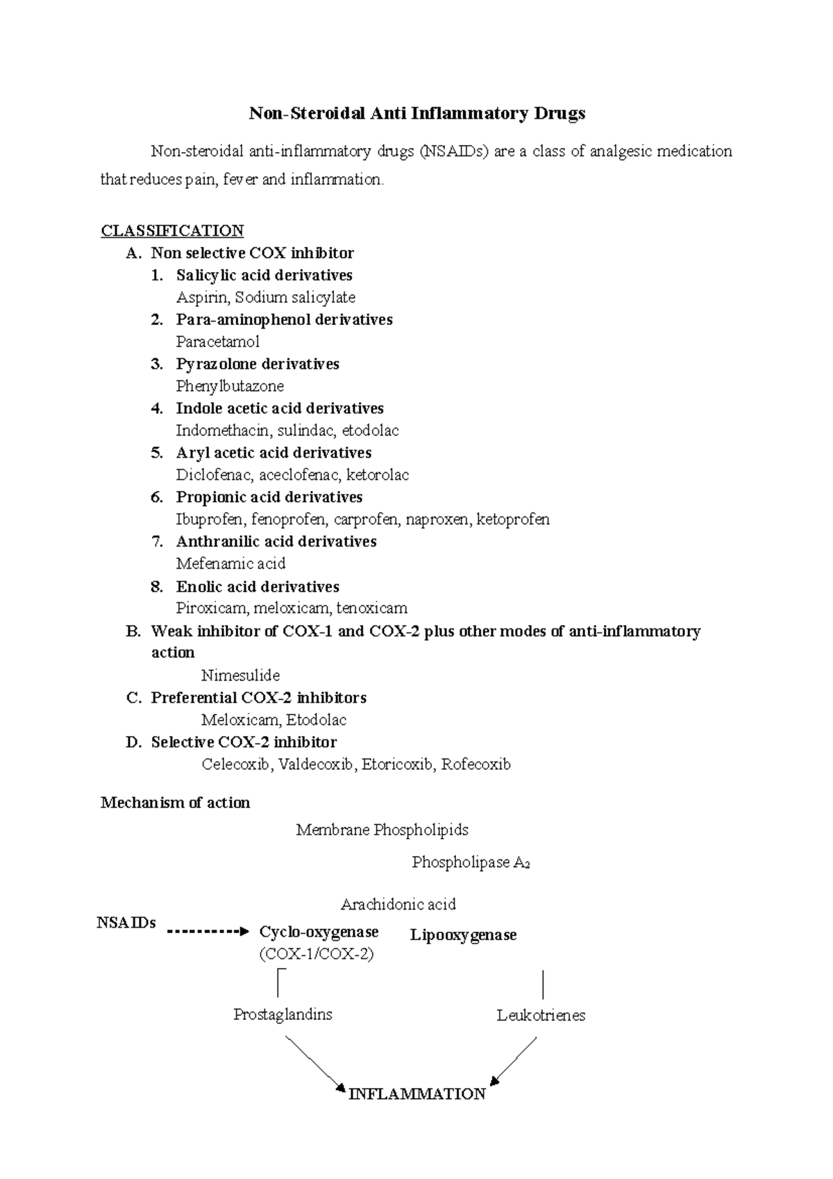 3. e. Nsaids - Semester notes - Non-Steroidal Anti Inflammatory Drugs ...