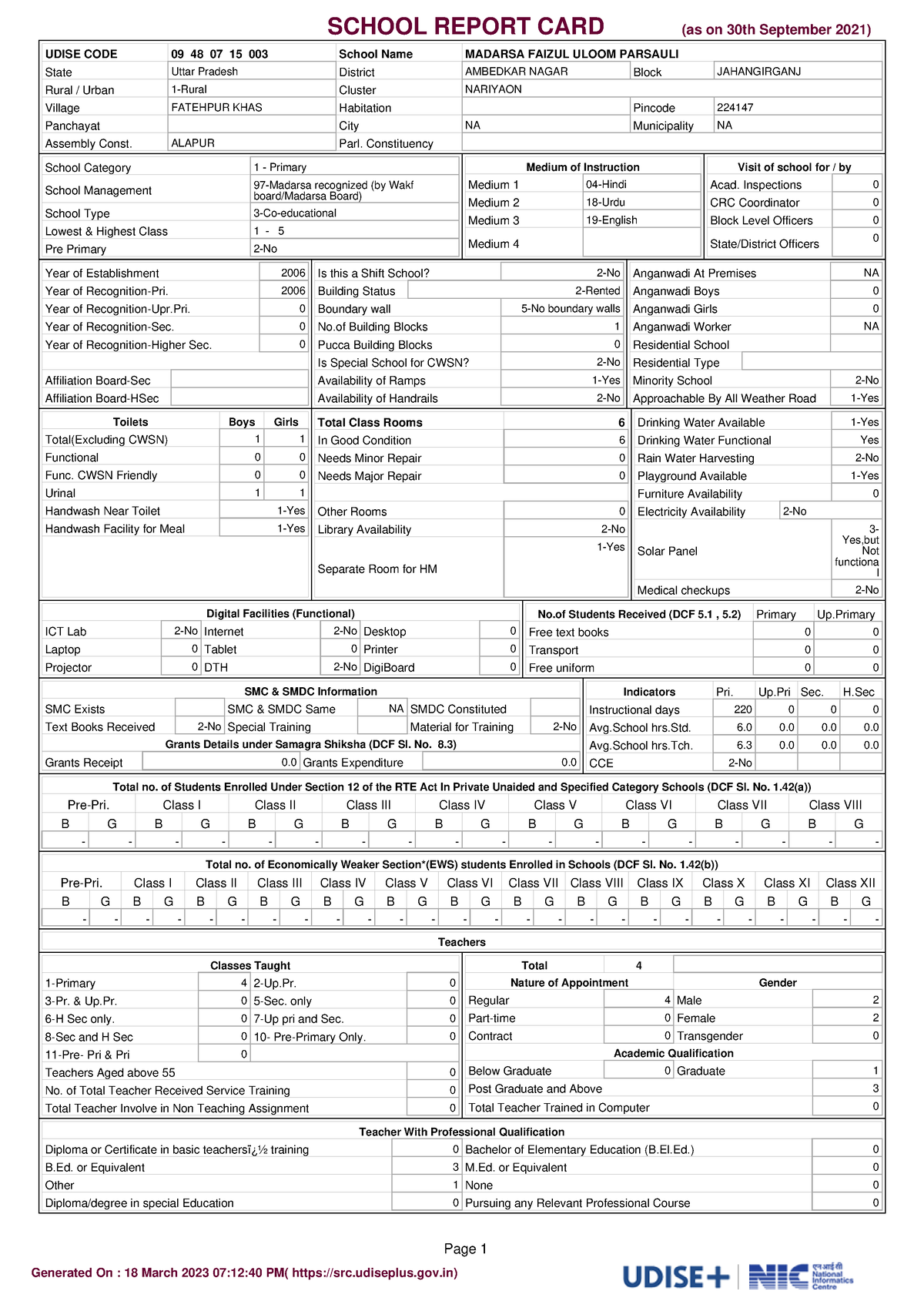 Funny hindi video. - SCHOOL REPORT CARD (as on 30th September 2021 ...