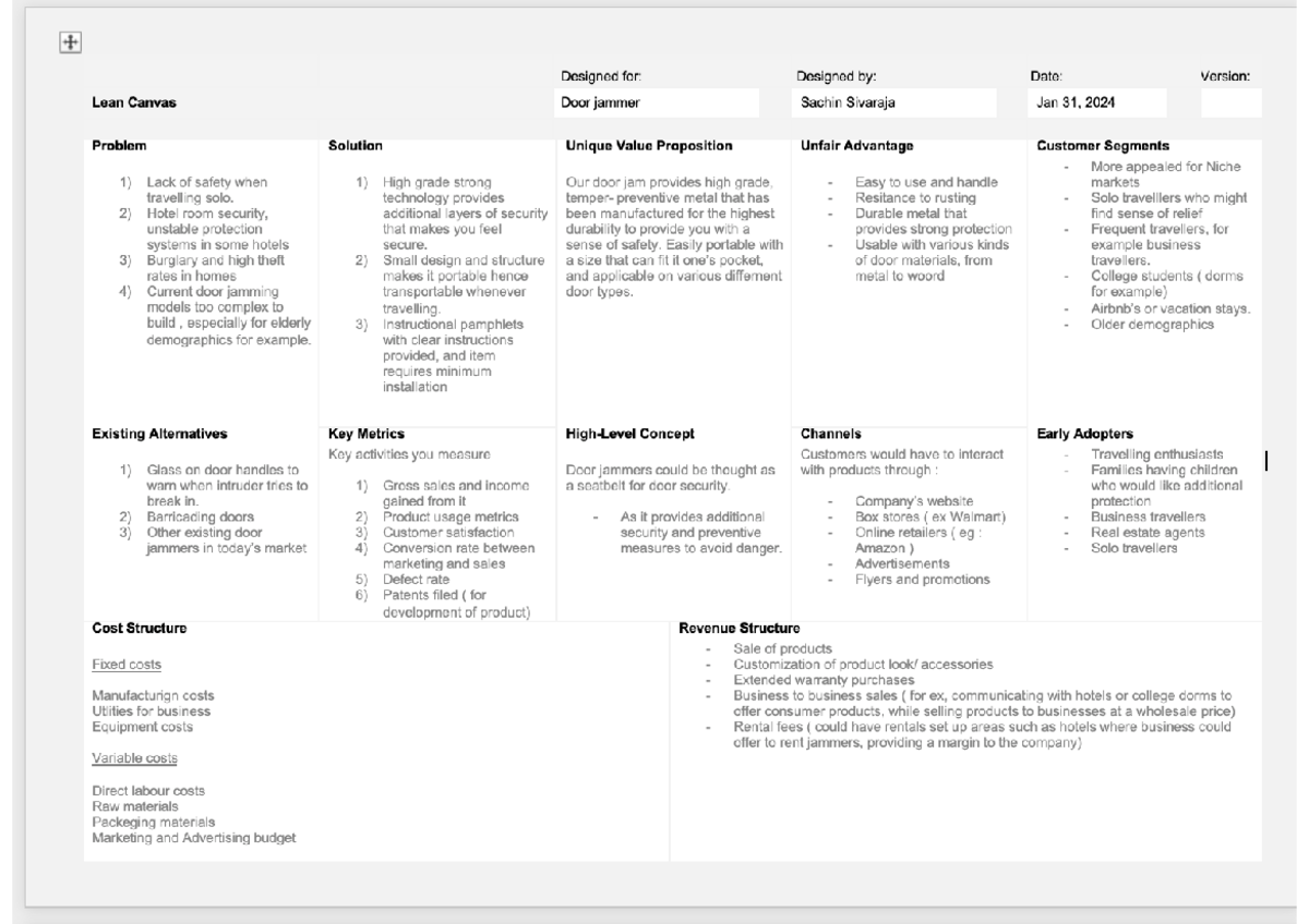 Lean Canvas For Assignment - Innovate 1x03 - Studocu