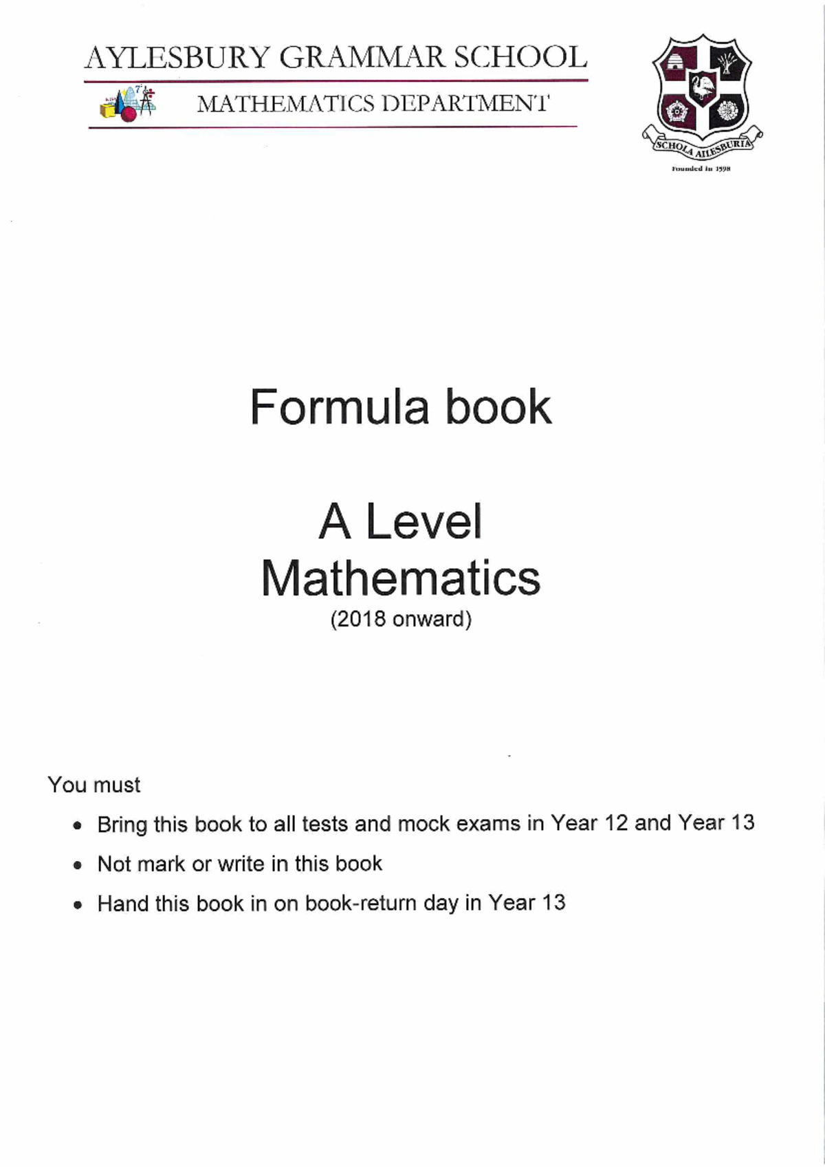 Formula book - Pearson Edexcel Level 3 Advanced Subsidiary and Advanced ...