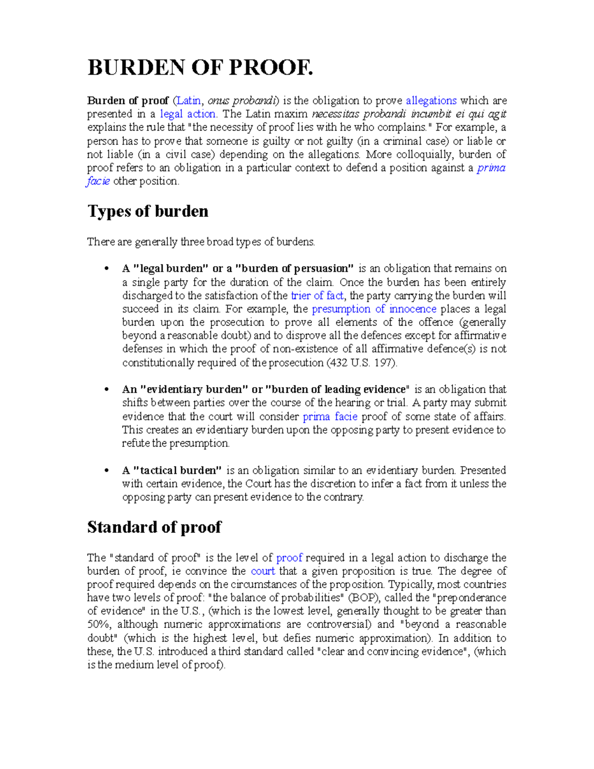 Burden OF Proof ;,;huyhyyh BURDEN OF PROOF. Burden of proof (Latin