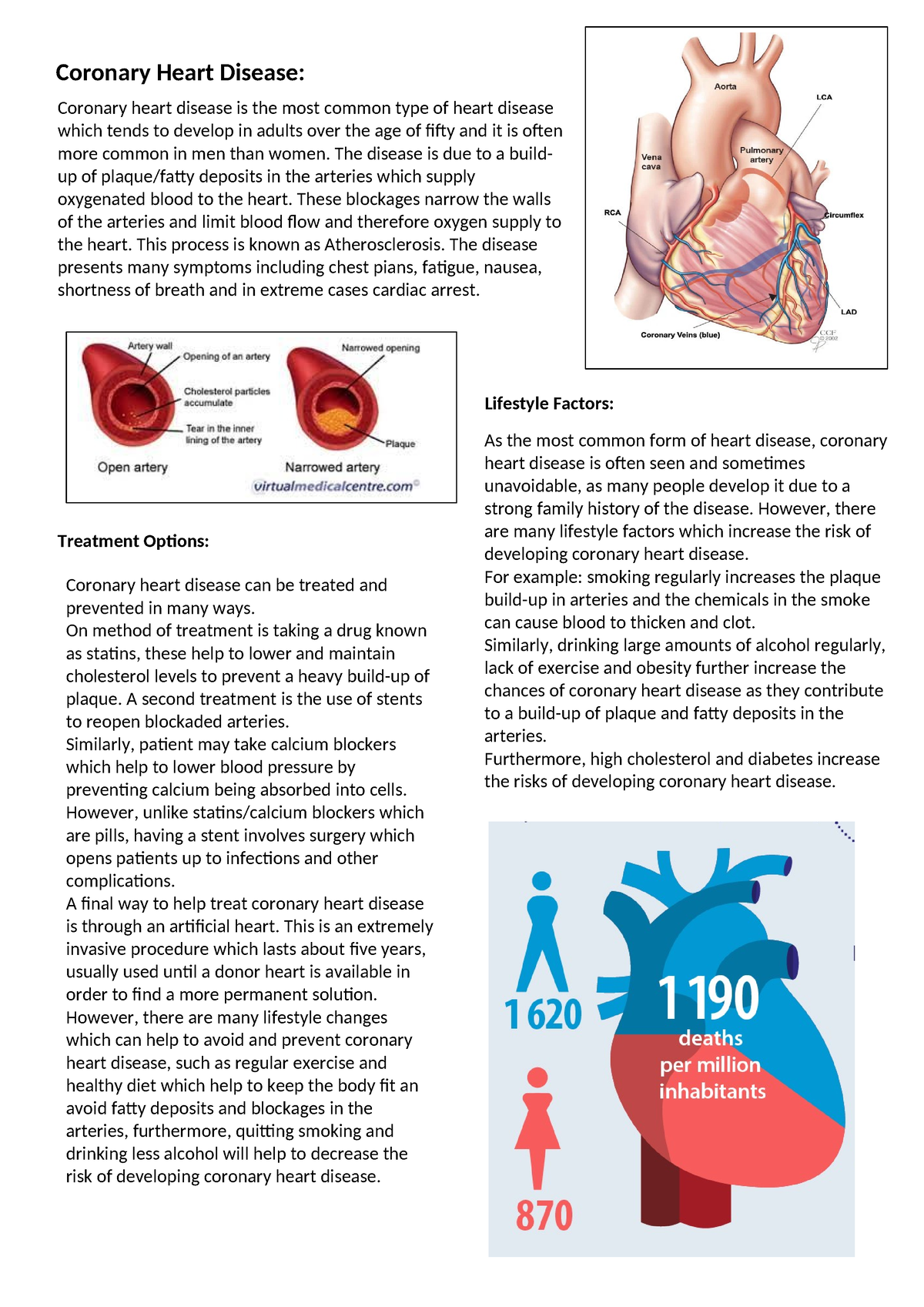 Coronary Heart Disease (Bridging Work) - Coronary Heart Disease: As the ...