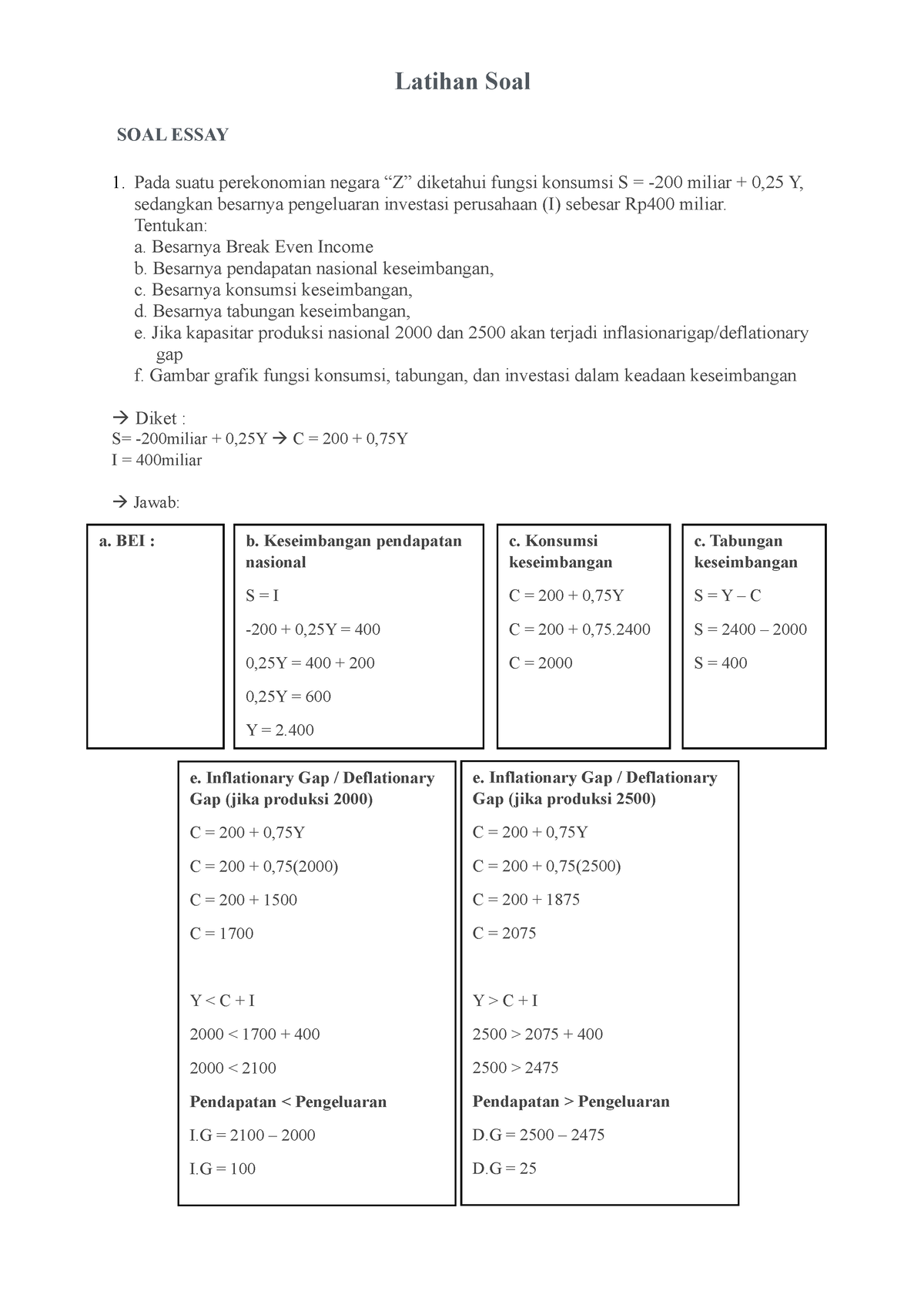 contoh soal essay ekonomi