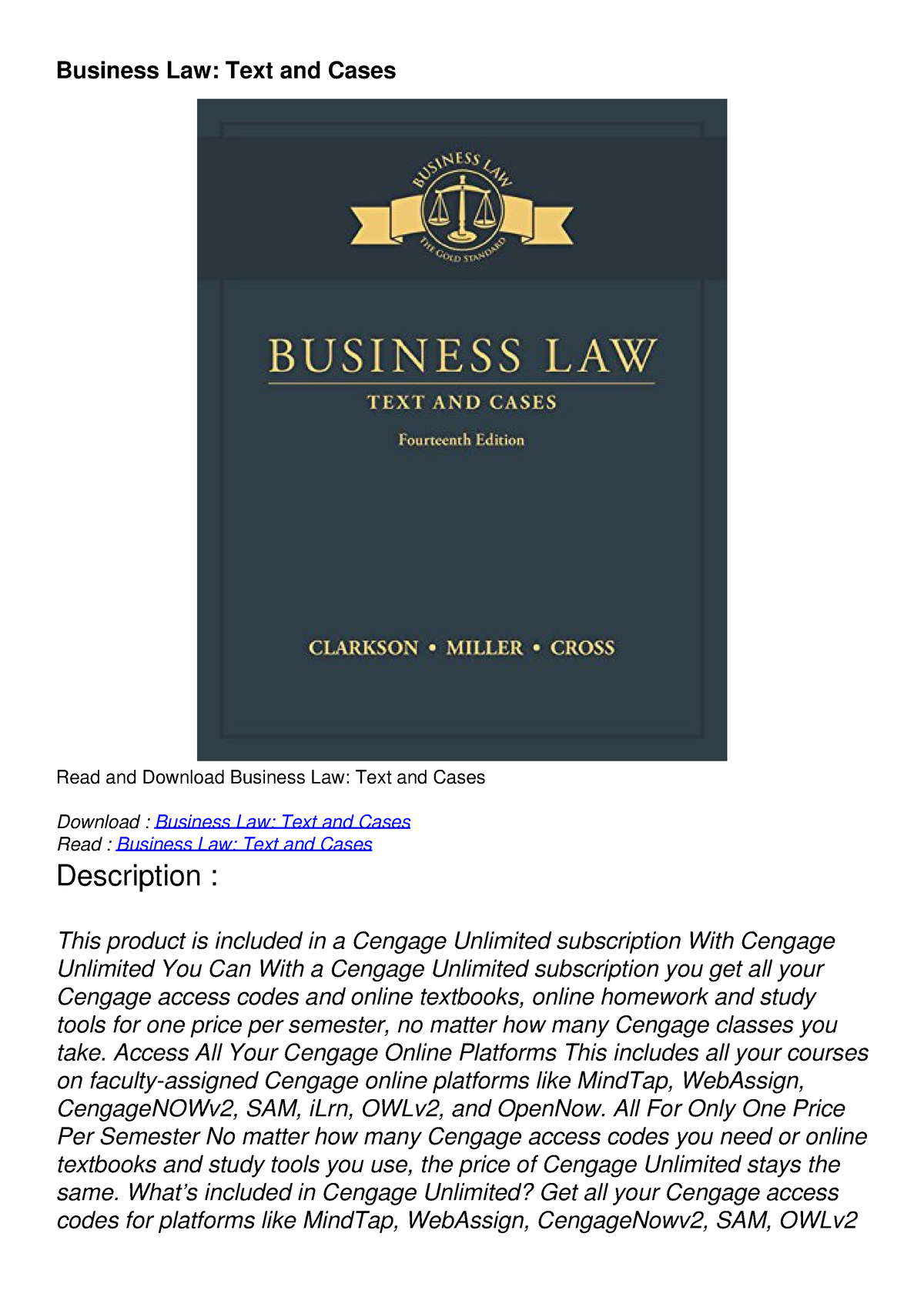 Read Pdf Business Law Text And Cases Download Business Law Text And Cases Read And Download 6833