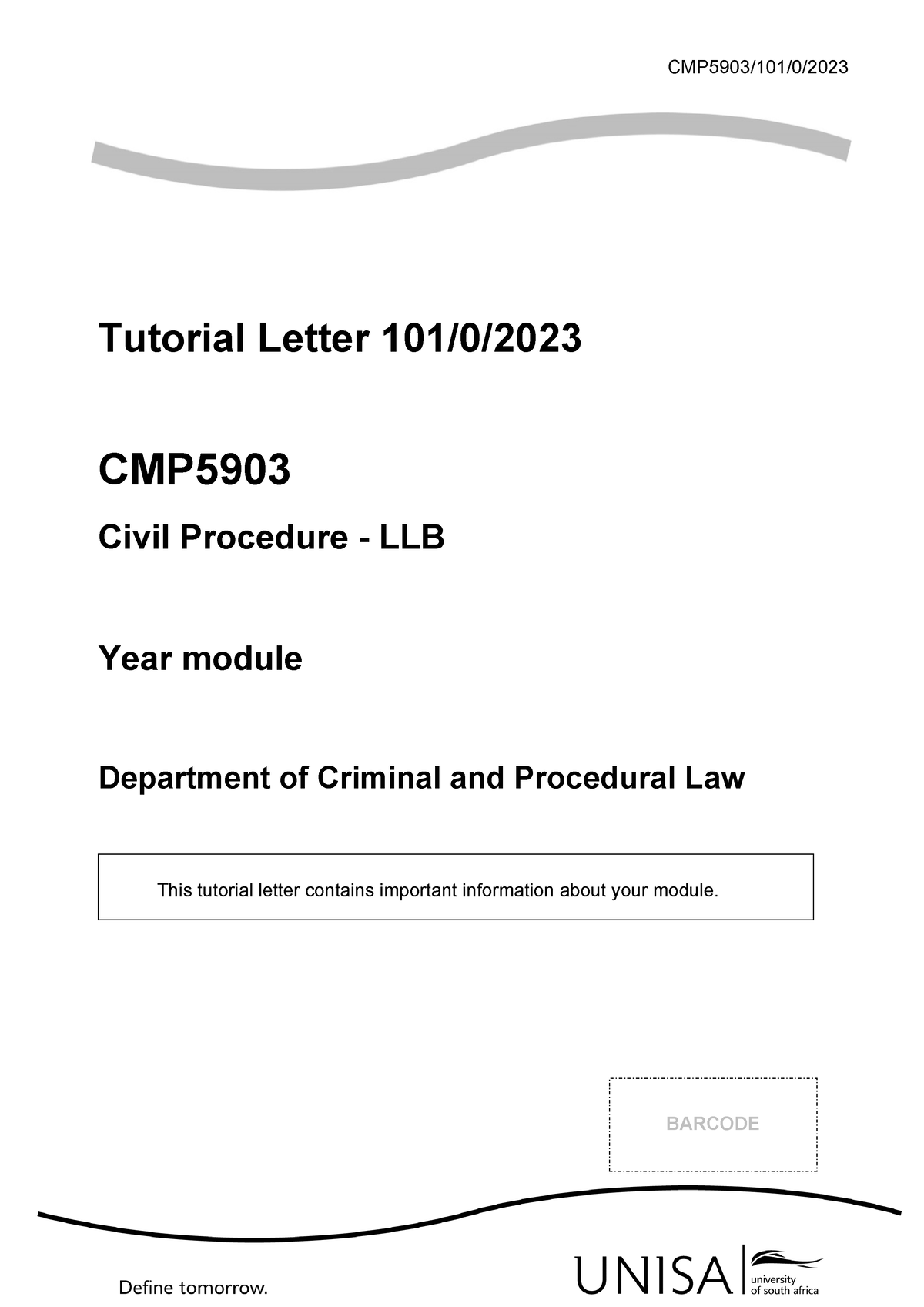 101 2023 0 B - TUTORIAL LETTER - CMP5903/101/0/ Tutorial Letter 101/0 ...