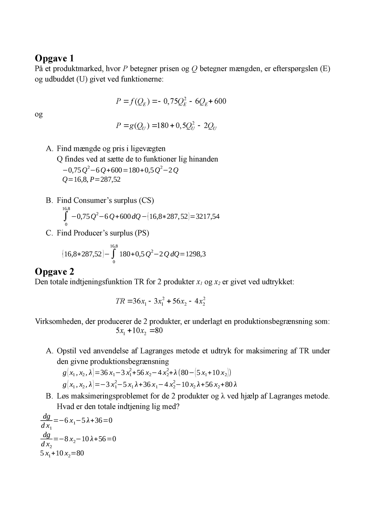 Hjemmeopgave 2 løst - Hjemme - Matematik og statistik 83202301 - SDU - StuDocu