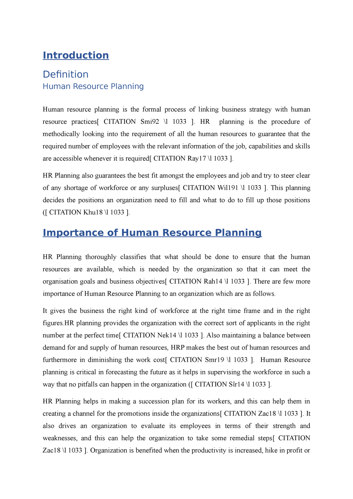 case study human resource planning