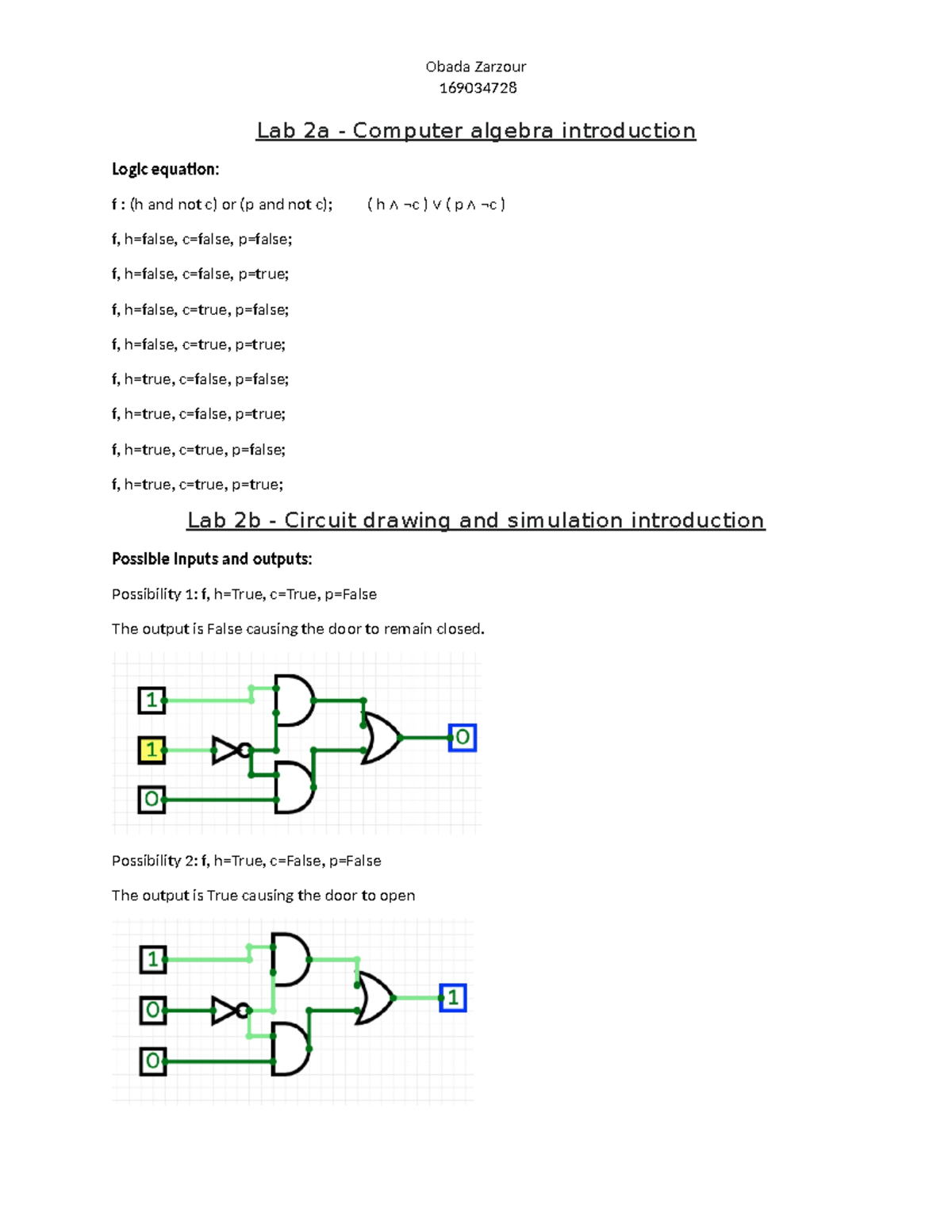 CP220 Lab2a and 2b - Obada Zarzour 169034728 Lab 2a - Computer algebra ...