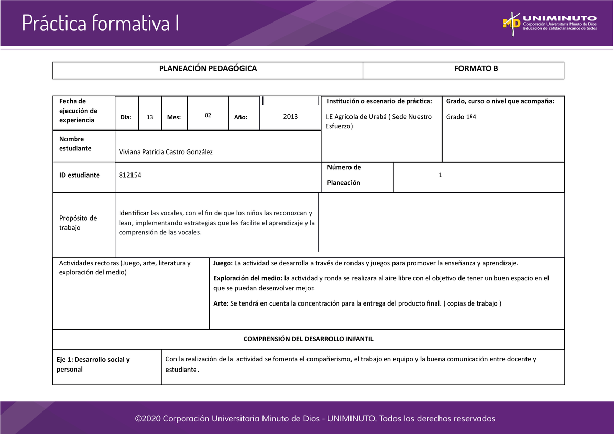 Planeación Pedagógica - PLANEACIÓN PEDAGÓGICA FORMATO B Fecha De ...