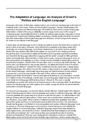 Orwell's Politics and the English Language