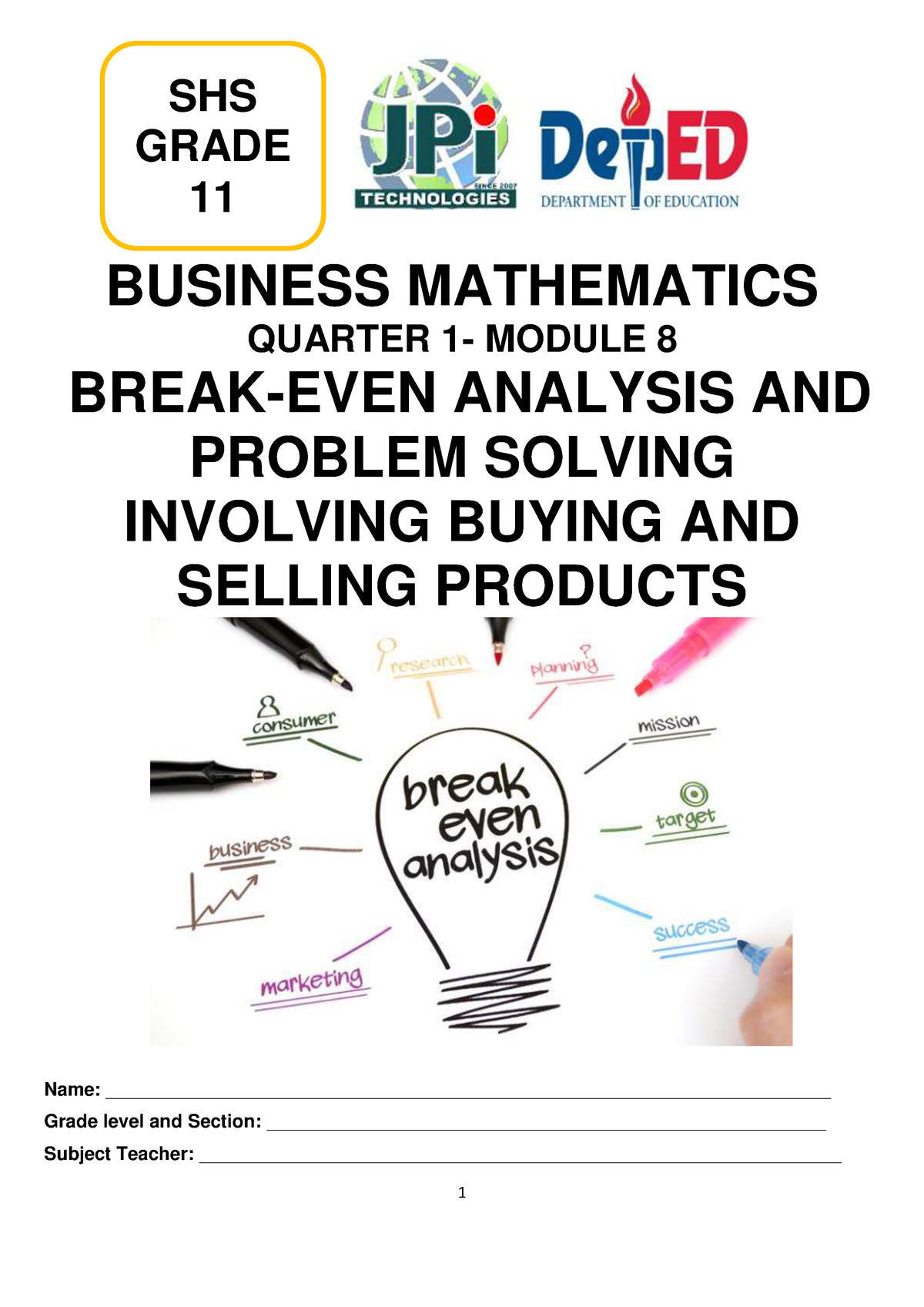 Lesson 8 Business Math - BUSINESS MATHEMATICS QUARTER 1- MODULE 8 BREAK ...