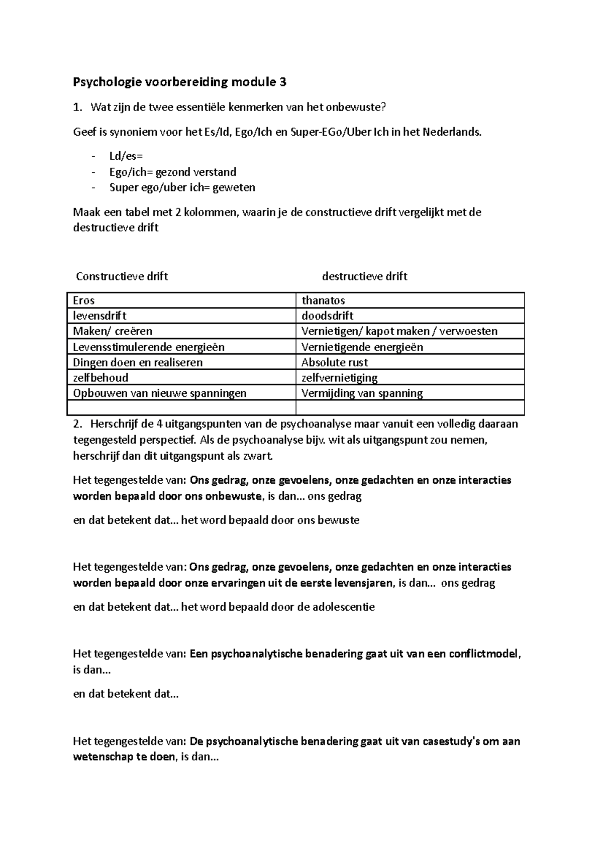 Voorbereiding psychologie module 3 - Psychologie voorbereiding module 3 ...