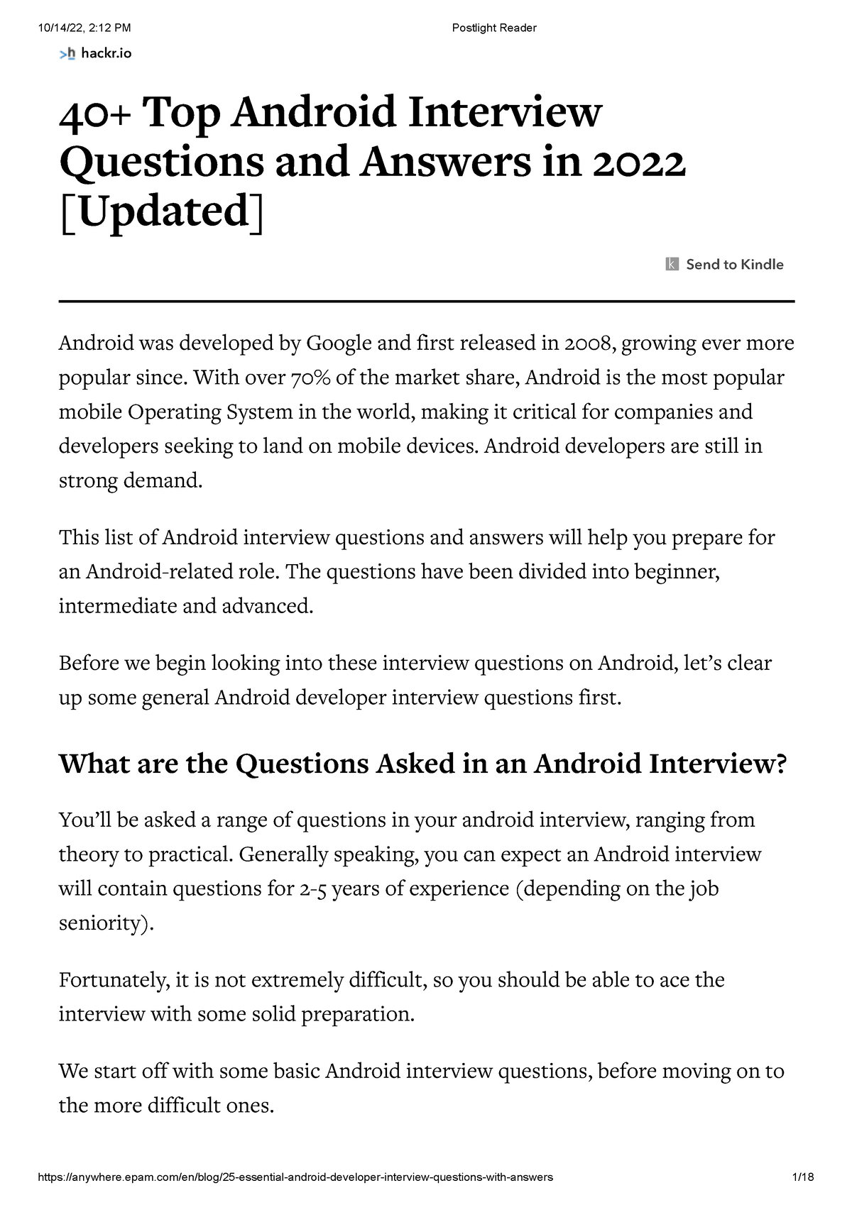 Android Developer Interview Questions