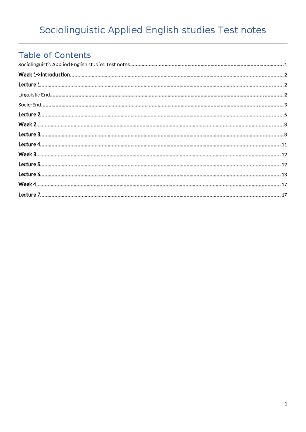 Sociolinguistic Applied English studies Test notes - - Studocu
