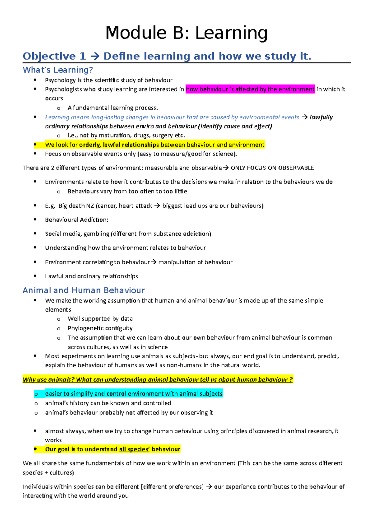 Module B- Learning - Lecture Notes That Will Help - Module B: Learning ...