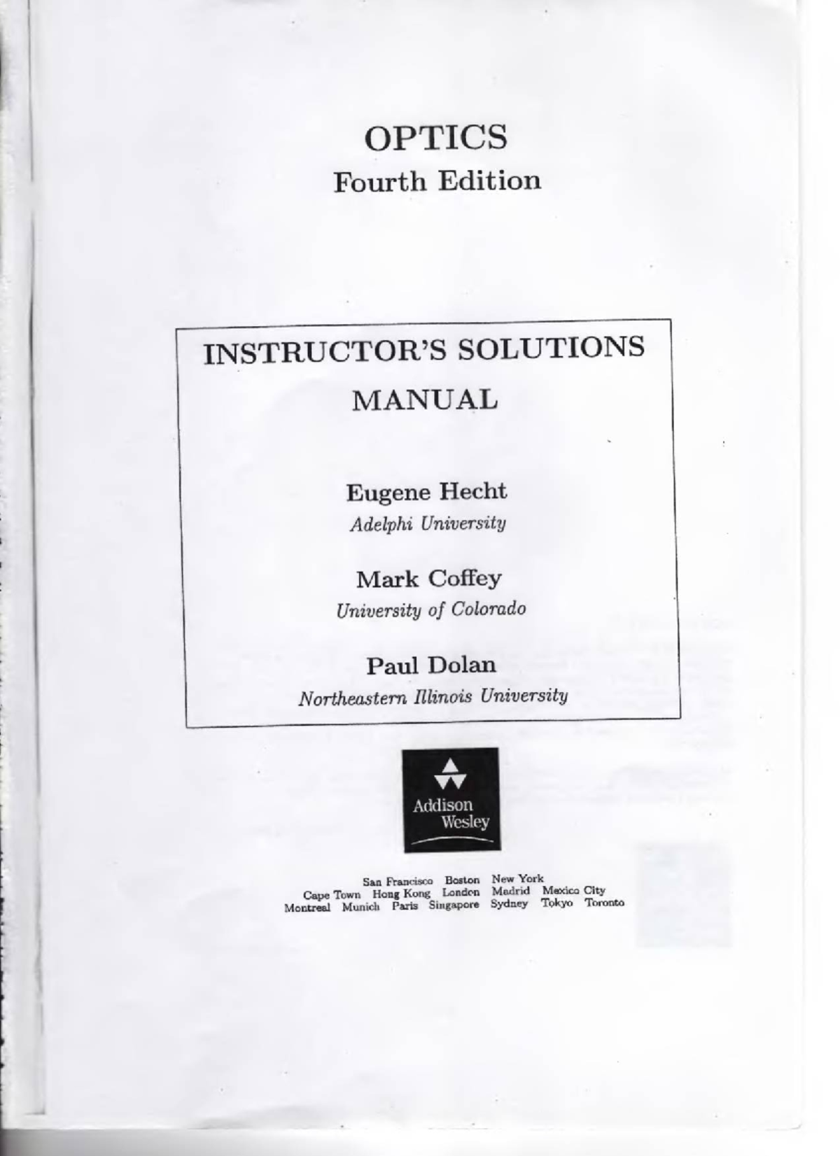 Hecht Optics 4ed Solution Manual Physics Studocu