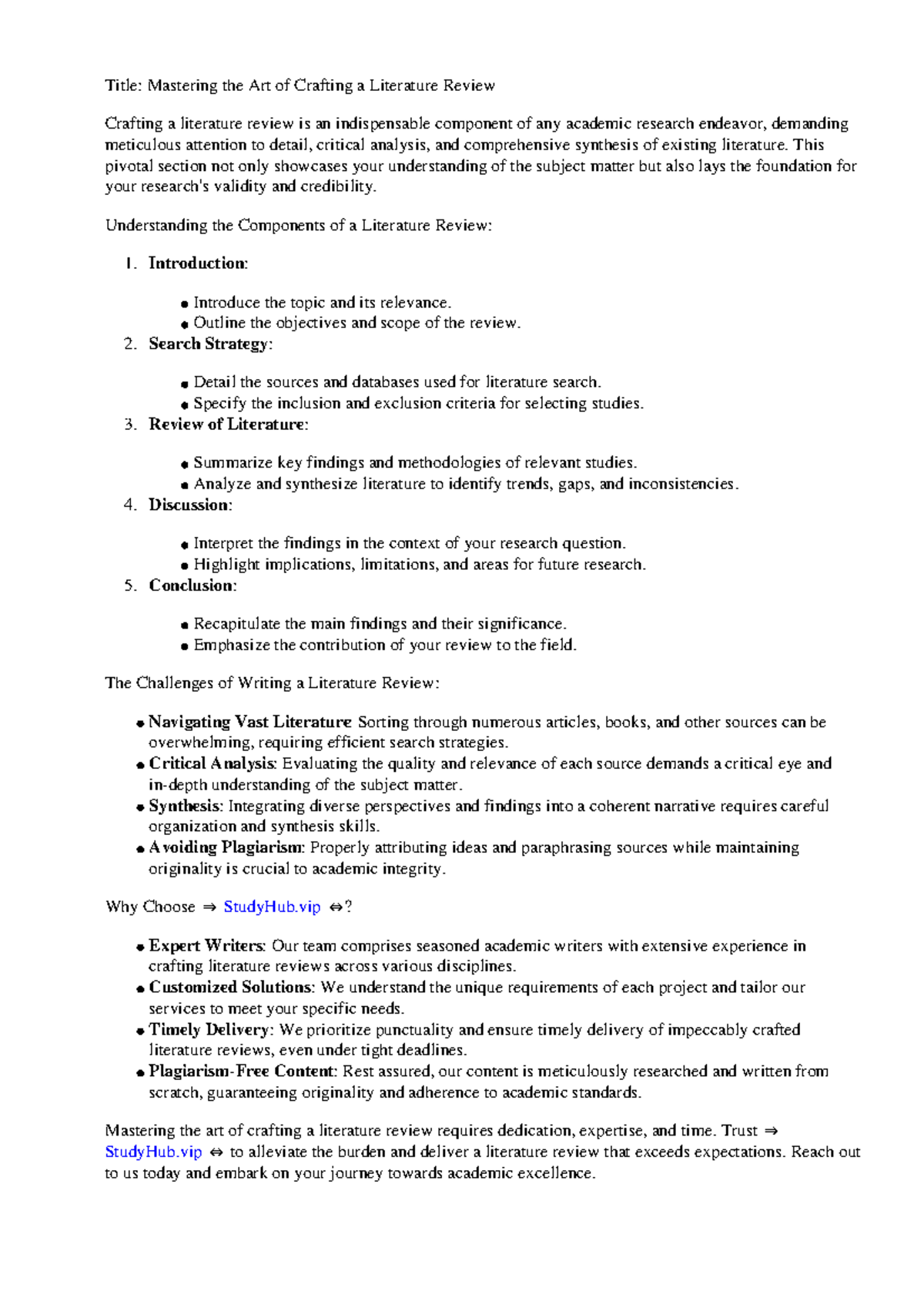 Components Of A Literature Review - Title: Mastering the Art of ...