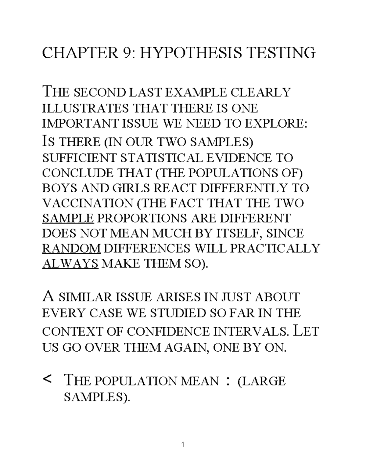 hypothesis testing chapter 9