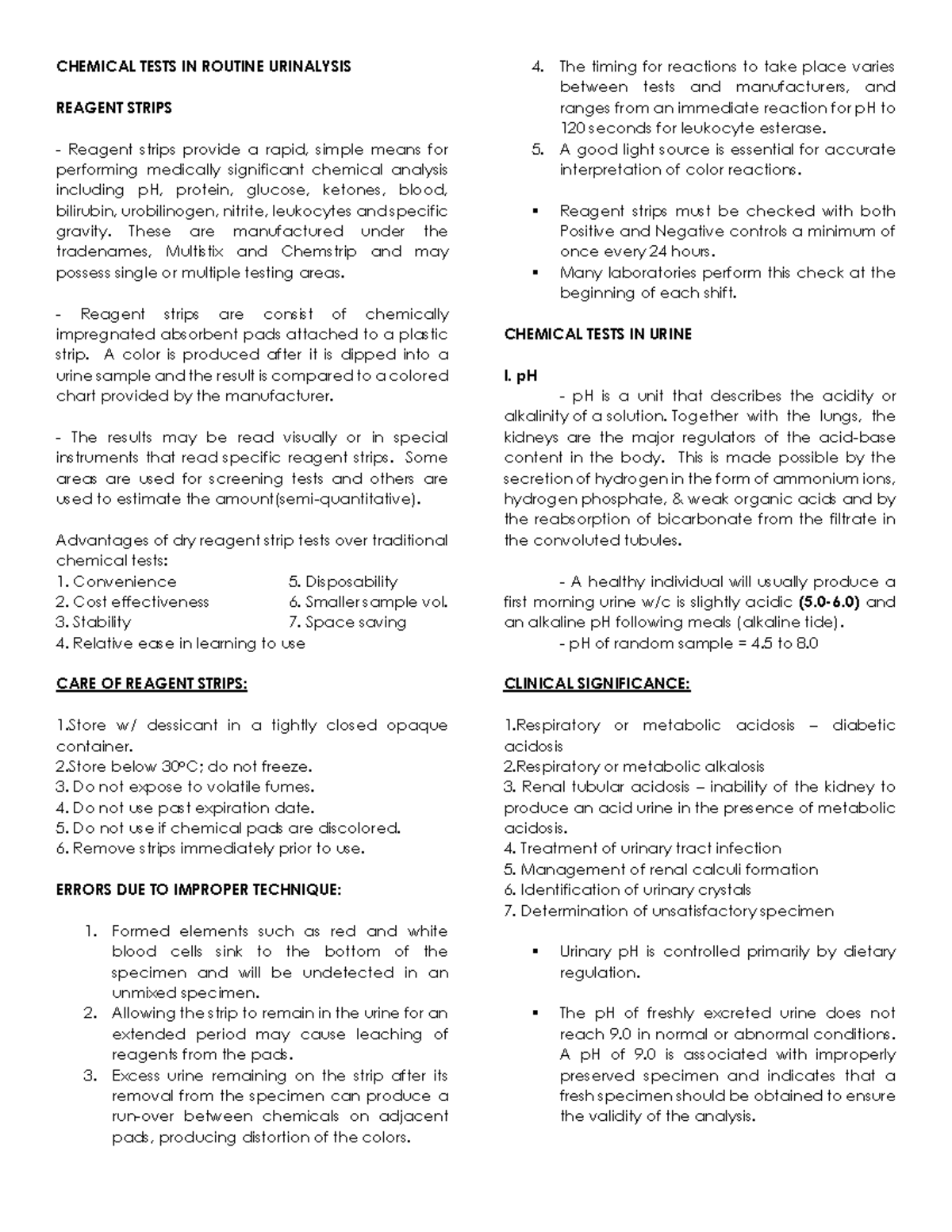 AUBF Chemical tests - CHEMICAL TESTS IN ROUTINE URINALYSIS REAGENT ...