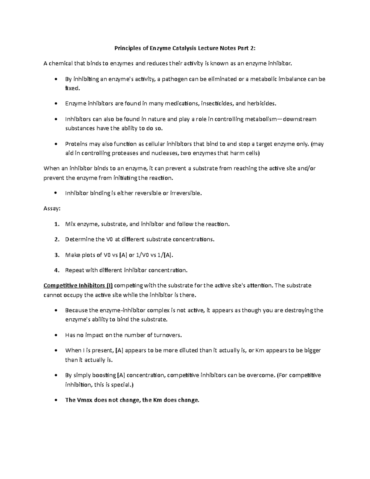 Principles of Enzyme Catalysis Lecture Notes Part 2 biochemistry