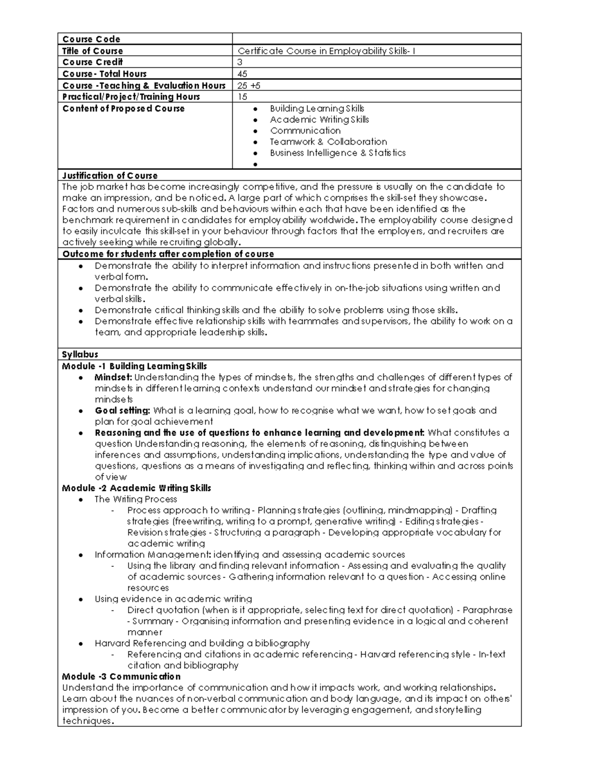 Eskills - aza - Course Code Title of Course Certificate Course in ...