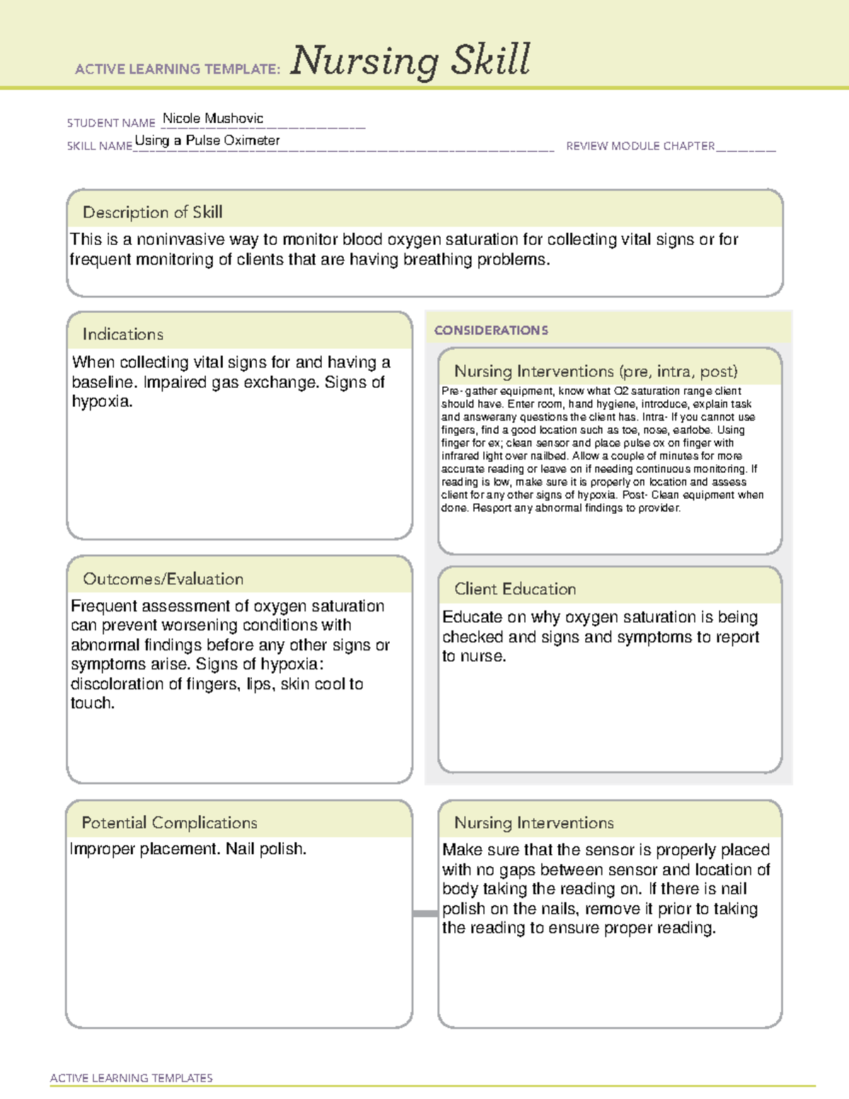 Nursing Skill 46-6 Using a Pulse Oximeter - NURS 223L - ACTIVE LEARNING ...