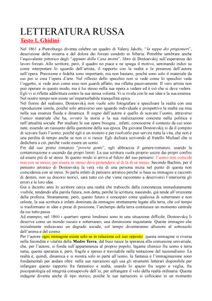 Letteratura Russa - LETTERATURA RUSSA Testo 1. Ghidini Nel 1861 a  Pietroburgo diventa celebre un - Studocu