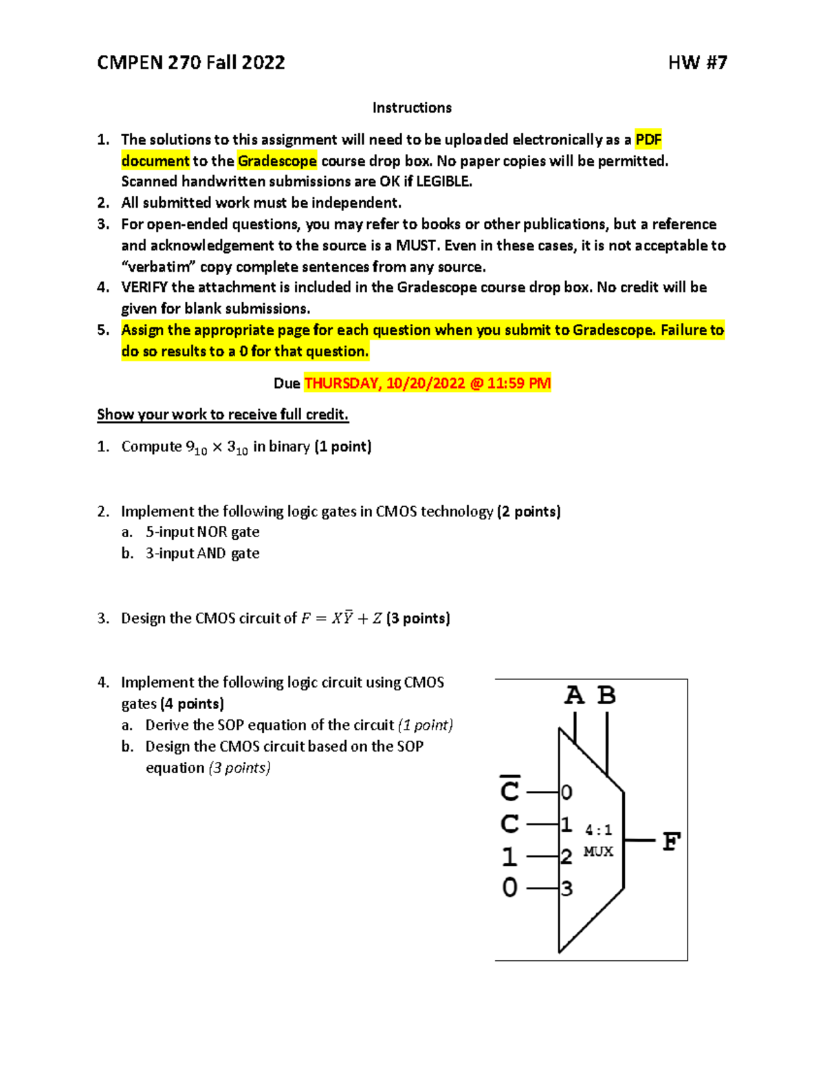 HW #7 - Assignments - CMPEN 270 Fall 2022 HW Instructions The Solutions ...