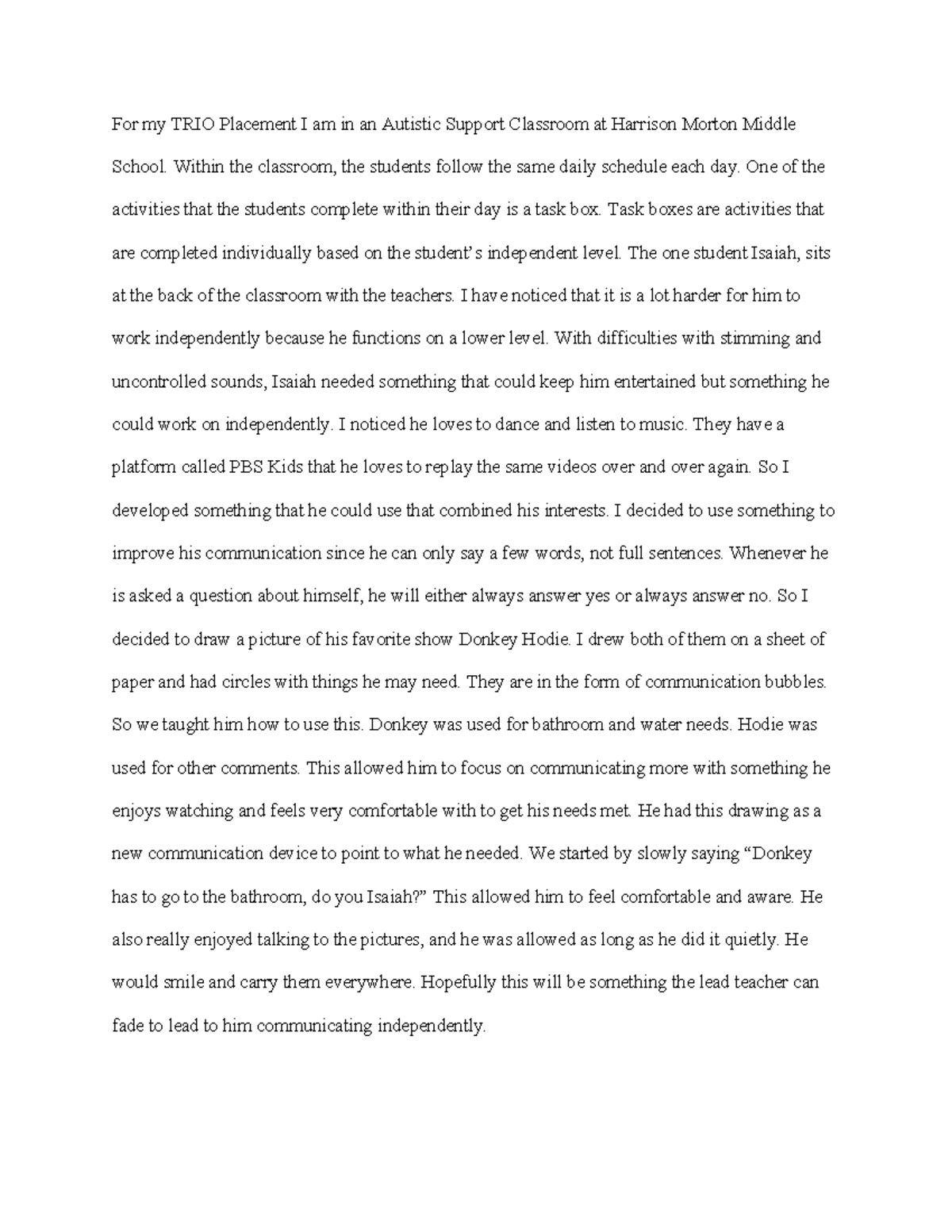 Material development (1) - For my TRIO Placement I am in an Autistic ...