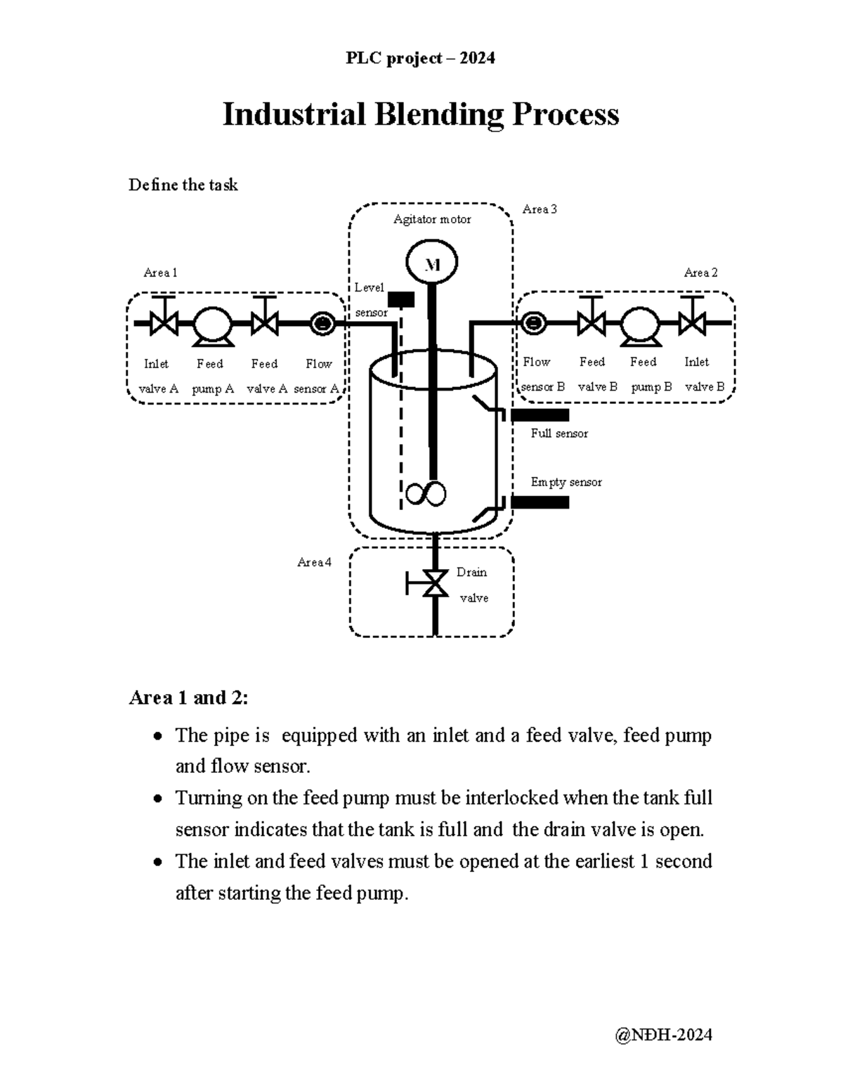 Project 2024 - Industrial Blending Process Define the task Area 1 and 2 ...