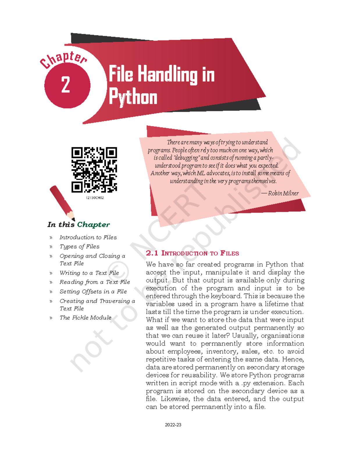 Lecs102 - Python - In this Chapter » Introduction to Files » Types of ...