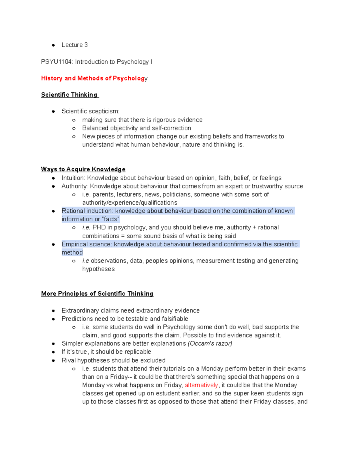 W2 History and Methods of Psychology - Lecture 3 PSYU1104: Introduction ...