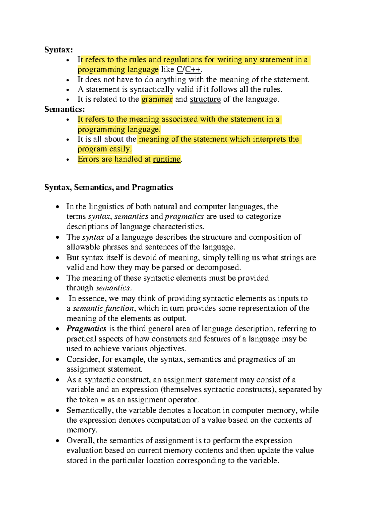 Unit1 ppl - 214124 - Syntax: - It refers to the rules and regulations ...