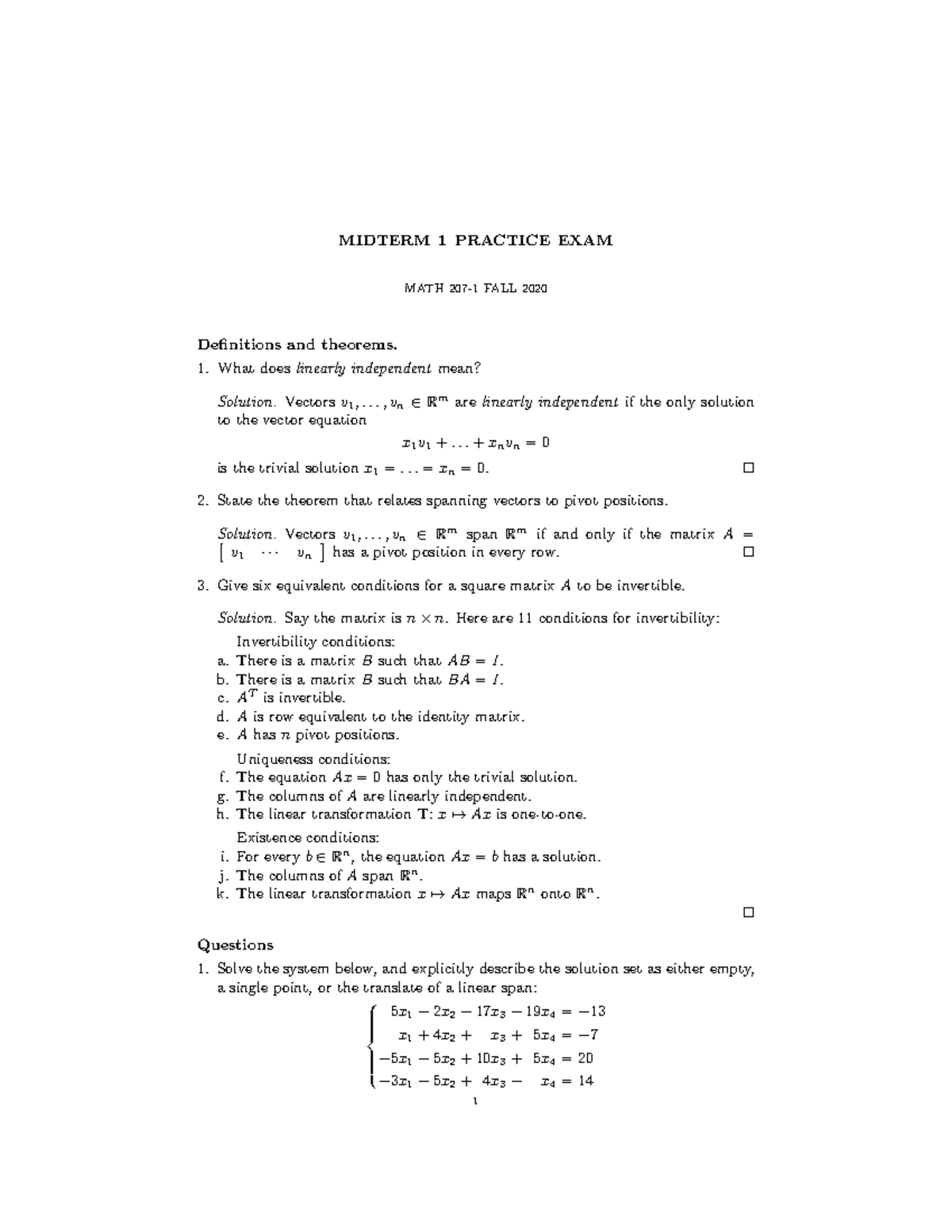 Practice-Exam-1 - Practice-Exam-1 - MIDTERM 1 PRACTICE EXAM MATH 207-1 ...