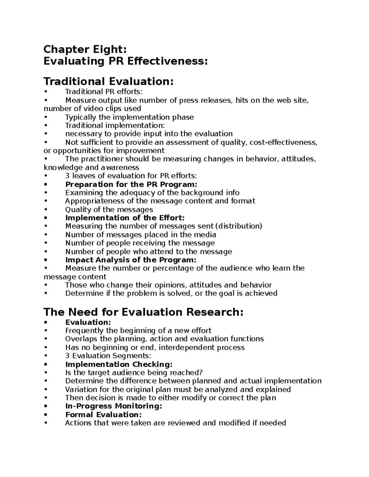 Chapter Eight. Evaluating PR Effectiveness - Chapter Eight: Evaluating ...