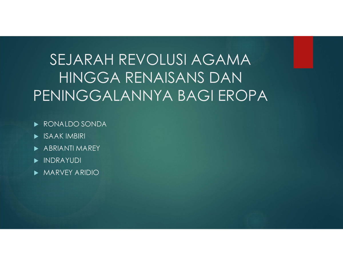 History And Legacy Of Renaissance - SEJARAH REVOLUSI AGAMA HINGGA ...