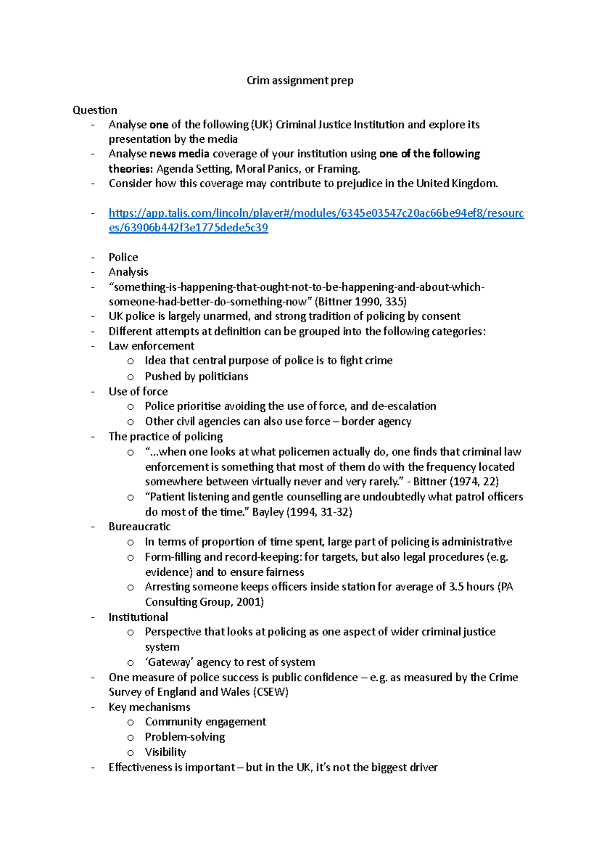 Crim assignment prep - prep - Crim assignment prep Question - Analyse ...