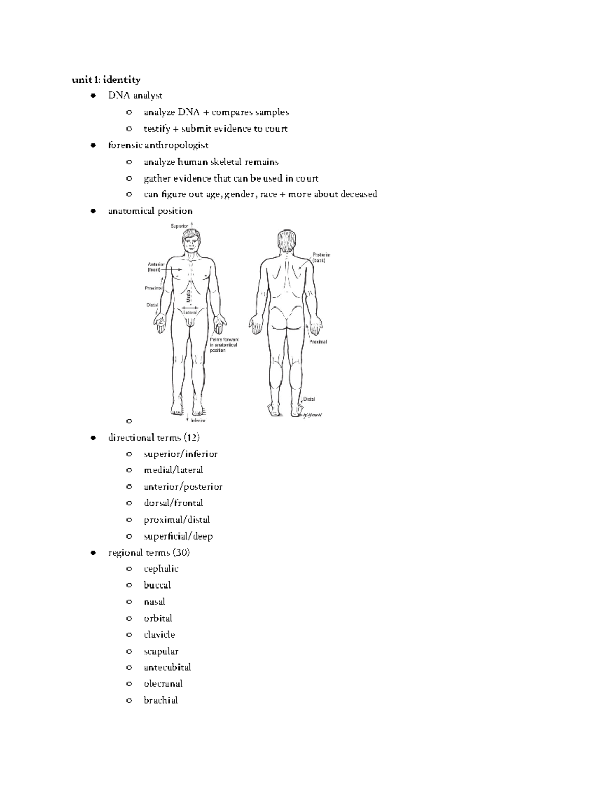 PLTW Human Body Systems Semester 1 Final Study Guide unit 1 identity